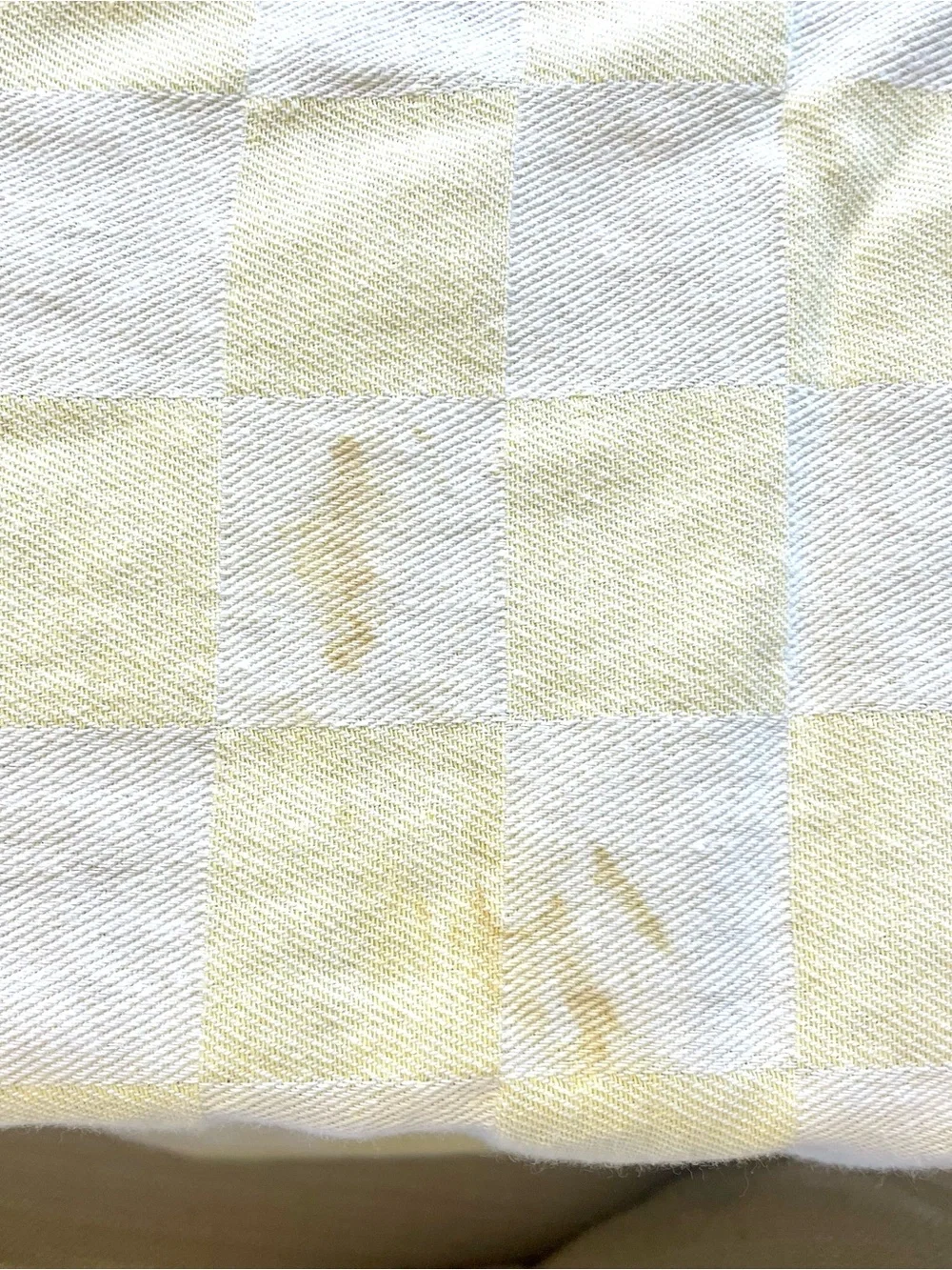 Vtg Yellow White Checkerboard Tablecloth Floral Cross Stitch 78